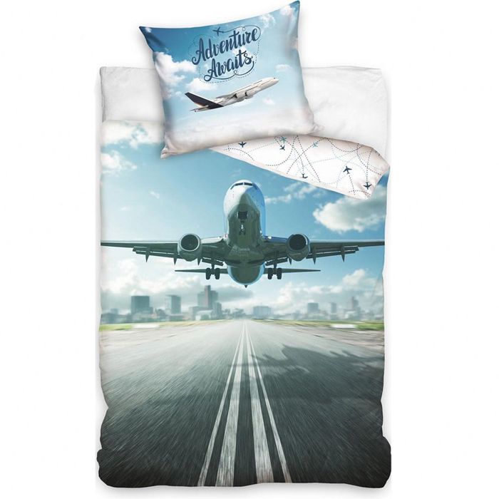 Divpusējas gultas veļas komplekts Airplane travel||TavsSapnis