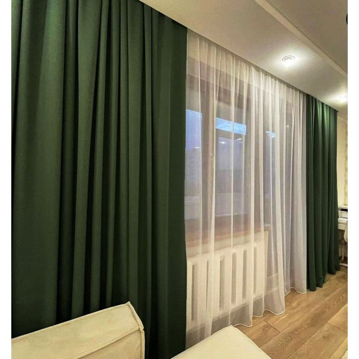 Mērāmi nakts aizkari Rio Dark Green, augstums 300 cm||TavsSapnis