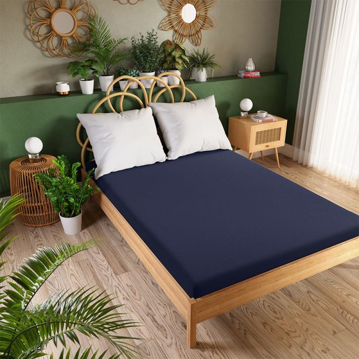 Frotē palags ar gumiju Premium Plus, tumši zils, 160x200 cm||TavsSapnis