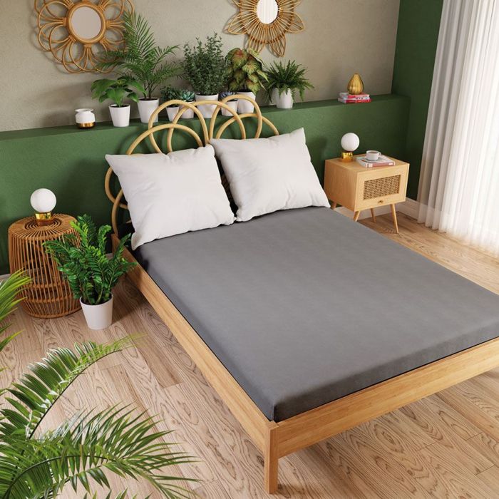 Trikotāžas palags ar gumiju Premium, pelēks, 180x200 cm||TavsSapnis