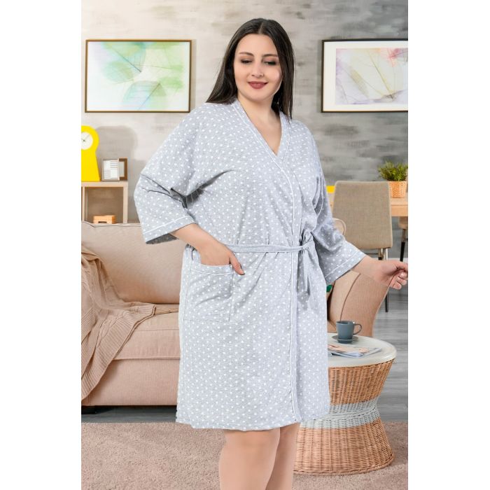 Liela izmēra trikotāžas halāts Mona, 4XL||TavsSapnis