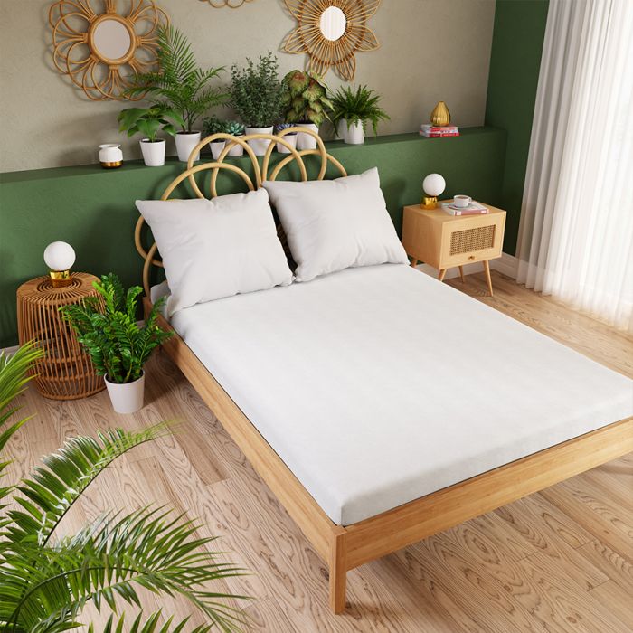 Trikotāžas palags ar gumiju Premium, balts, 120x200 cm||TavsSapnis