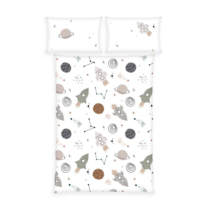 Organiskās kokvilnas gultas veļa Raķetes, 100x135, 40x60 cm||TavsSapnis