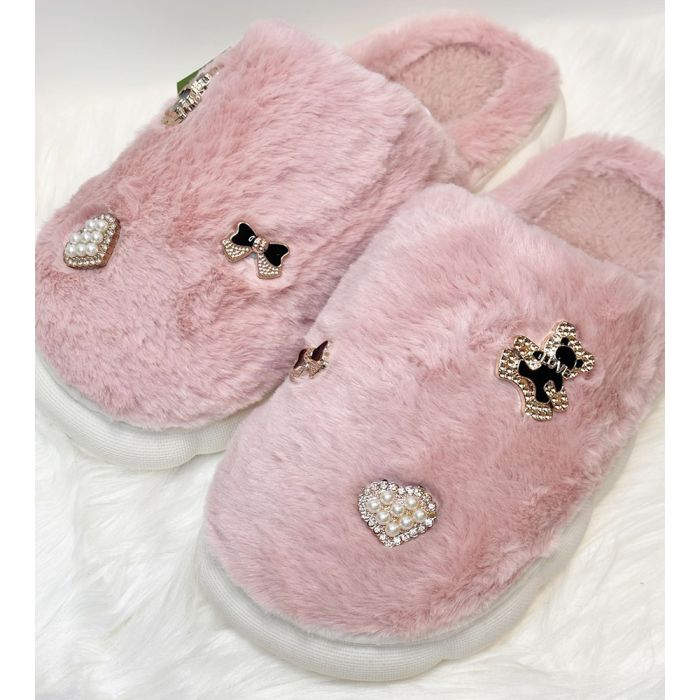 Sieviešu čības ar kažokādu Pink Fluffy, 39-40 izmērs||TavsSapnis