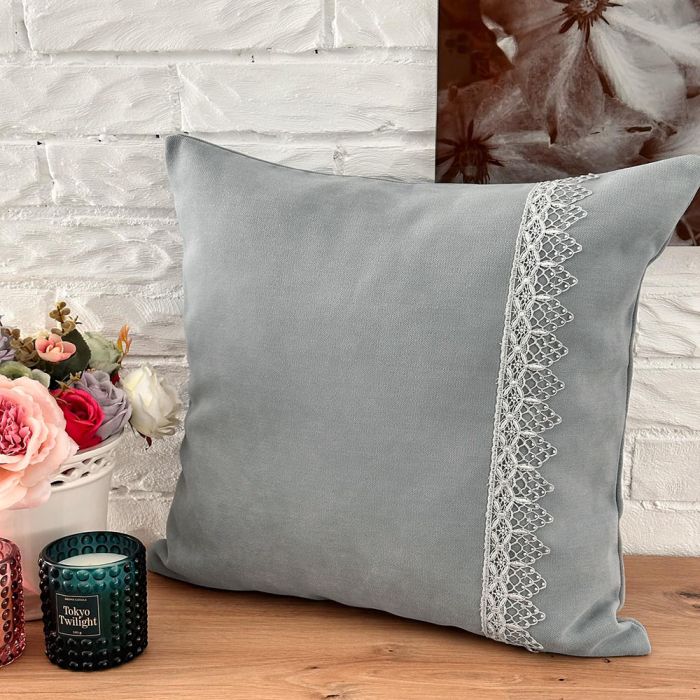 Spilvena pārvalks Grey Chenille, 45x45 cm||TavsSapnis