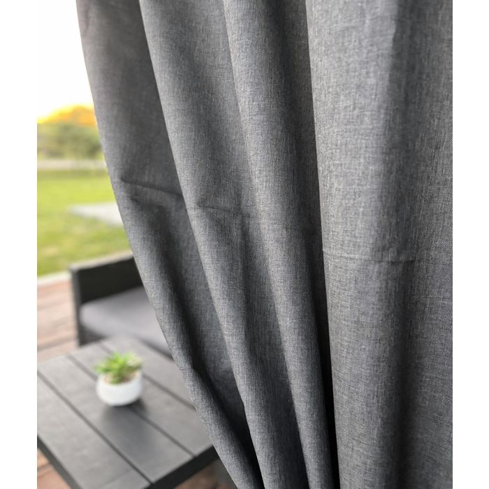 Terases aizkars Linen Graphite ar UV aizsardzību, ar sasienamo lenti||TavsSapnis