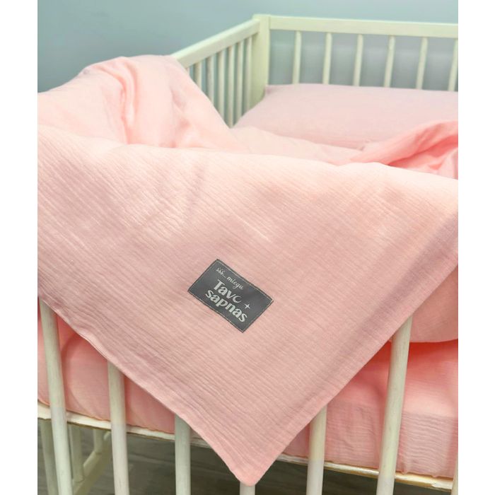 Muslīna (double gauze) gultas veļas komplekts Sweet Pink, 90x120, 40x60 cm||TavsSapnis