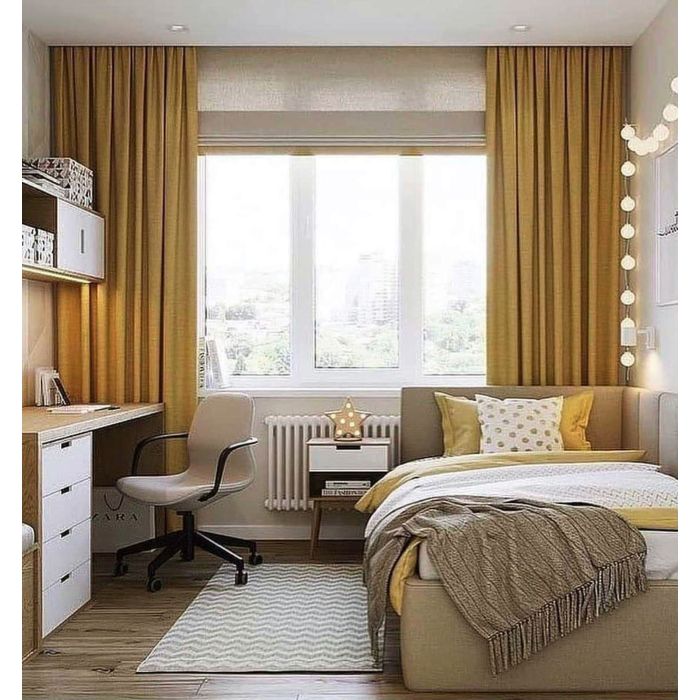 Mērāmi nakts aizkari Rio Mustard, gab. 0.45x3m||TavsSapnis
