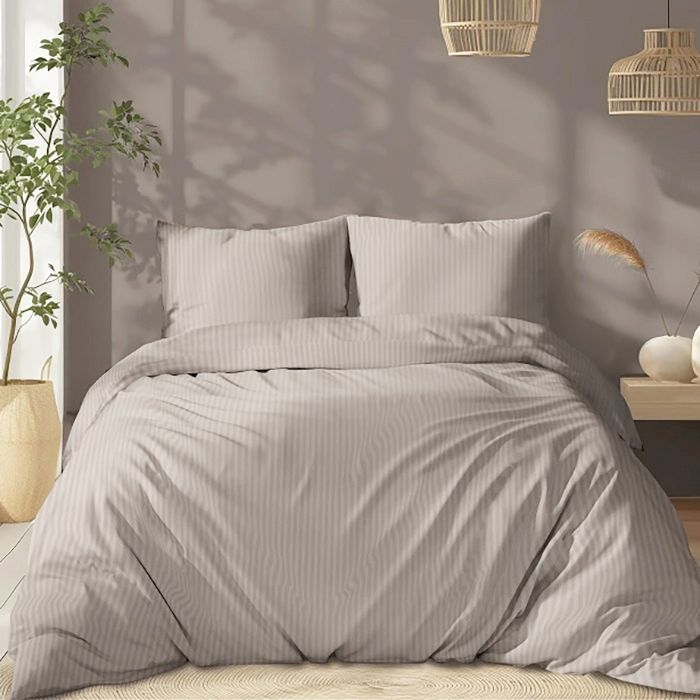 Šūts Pure Collection damaskas kokvilnas gultas veļa Taupe, 200x220 cm||TavsSapnis