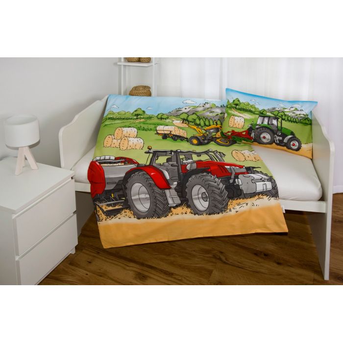 Organiskās kokvilnas gultas veļa Traktors, 100x135, 40x60 cm||TavsSapnis