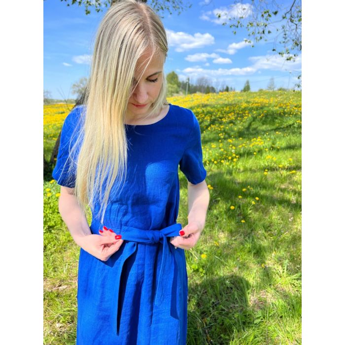 Mīksts mazgāts lins Royal Blue, 1.30x1.35m||TavsSapnis