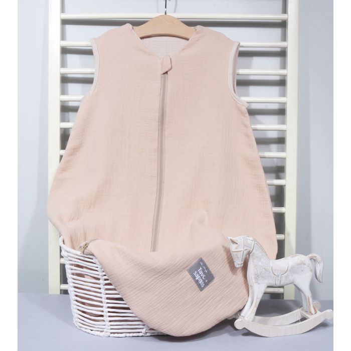 Vasaras muslīna guļammaiss ar divpusēju rāvējslēdzēju Sweet Cream, 90 cm||TavsSapnis
