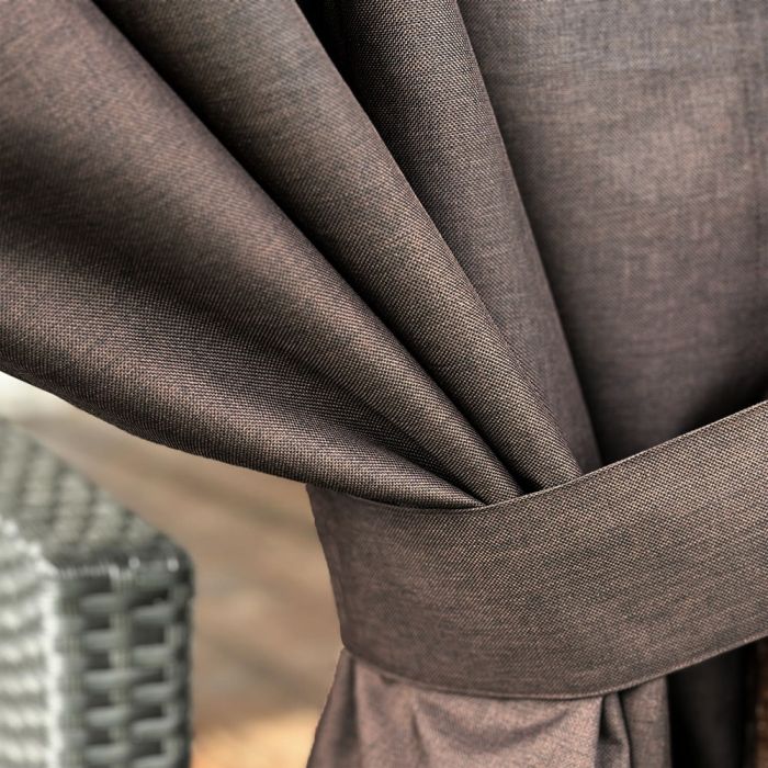 Šūts terases aizkars Linen Dark Brown ar UV aizsardzību, ar sasienamo lenti||TavsSapnis