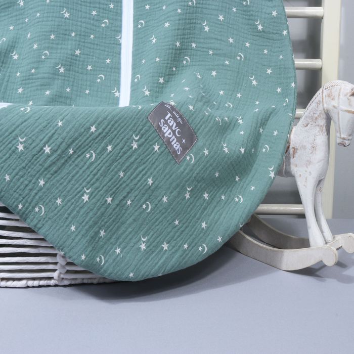 Vasaras muslīna guļammaiss ar divpusēju rāvējslēdzēju Debesis, 80 cm||TavsSapnis