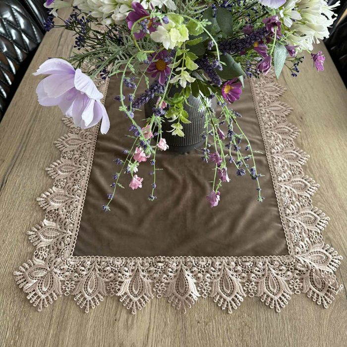 Samts galda celiņš Brown Luxury, 55x130 cm||TavsSapnis