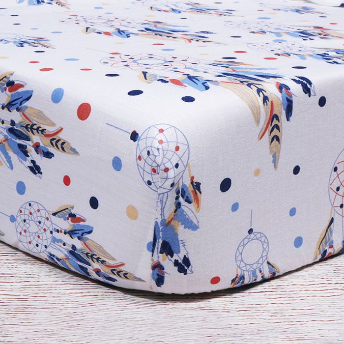 Kokvilnas palags ar gumiju Sapņu ķērāji, 60x120 cm||TavsSapnis