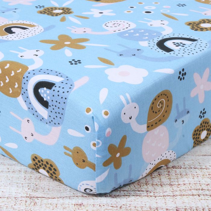 Kokvilnas palags ar gumiju Gliemeži, 80x160 cm||TavsSapnis