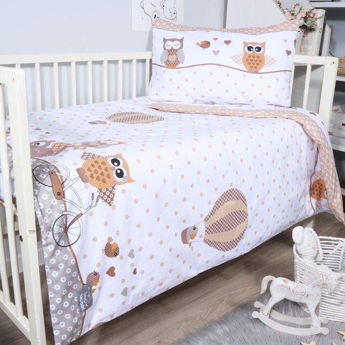 3 daļas gultas veļas komplekts Pūces, 100x135, 40x60 cm ar aizsargu||TavsSapnis