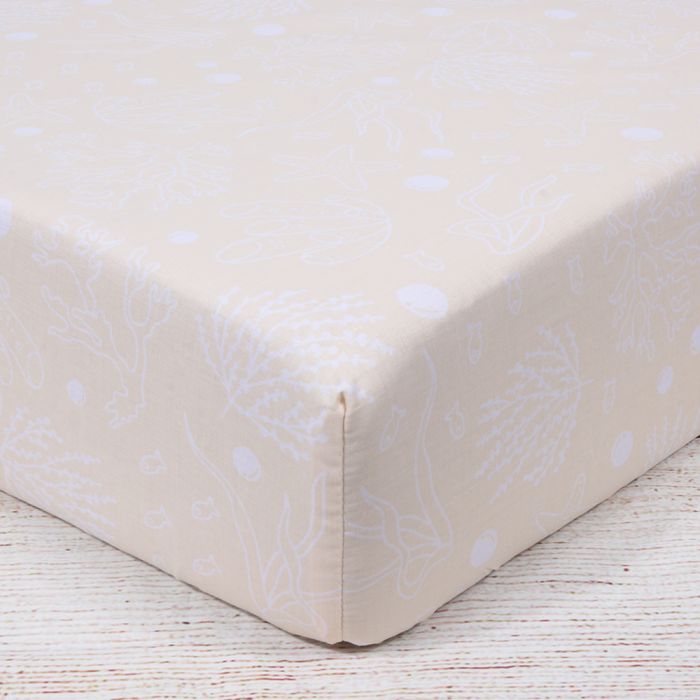 Kokvilnas palags ar gumiju Jūras gultne, 70x140 cm||TavsSapnis