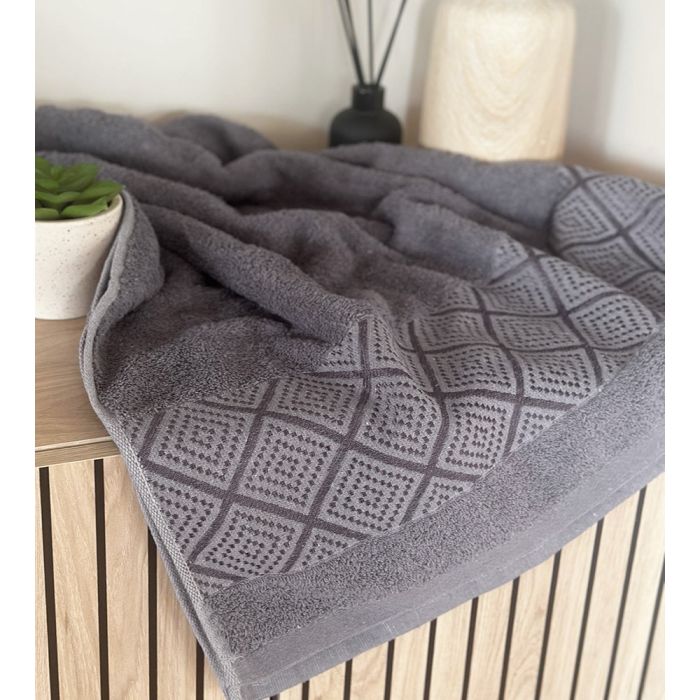 Kokvilnas dvielis Diamond Dark Grey, 65x135 cm||TavsSapnis
