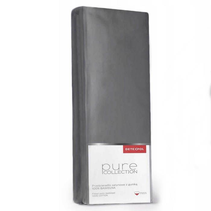 Pure Collection satīna palags bez gumijas DARK GREY, 160x200 cm||TavsSapnis