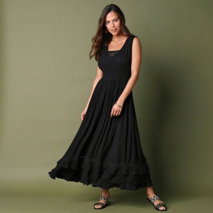 Vasaras audums American Crepe, melns, atlikums 0.60x1.50m||TavsSapnis