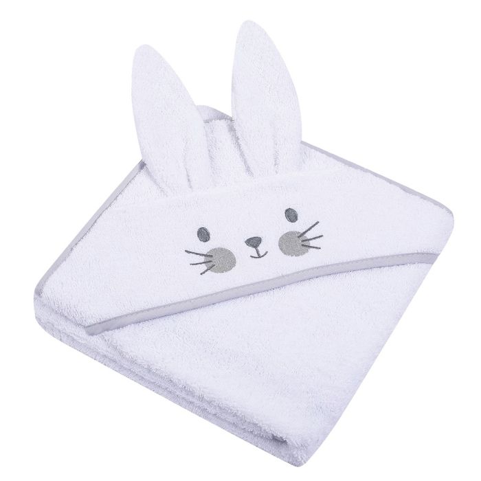 Dvielis ar kapuci White Bunny, 100x100 cm||TavsSapnis
