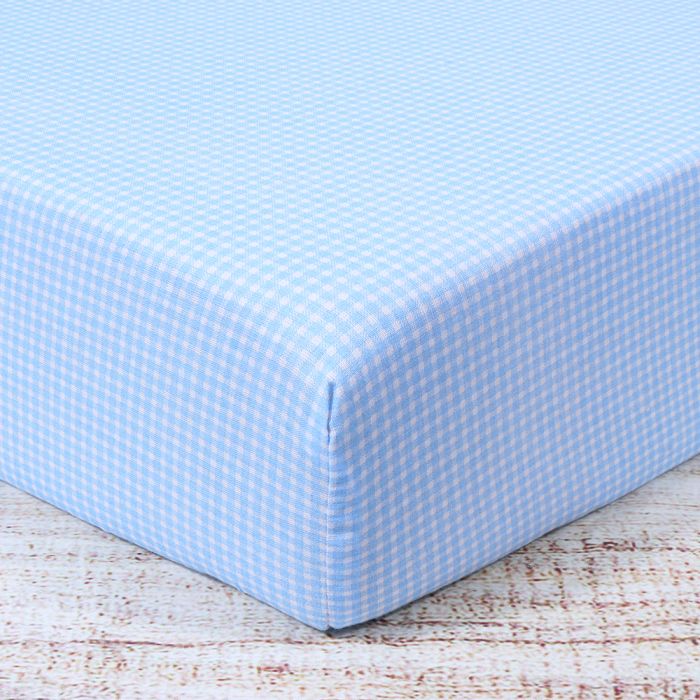 Kokvilnas palags ar gumiju Zils rūtains, 70x140 cm||TavsSapnis
