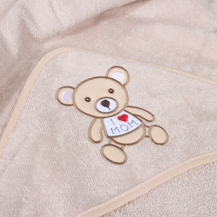 Dvielis ar kapuci I Love Mom, 100x100 cm||TavsSapnis