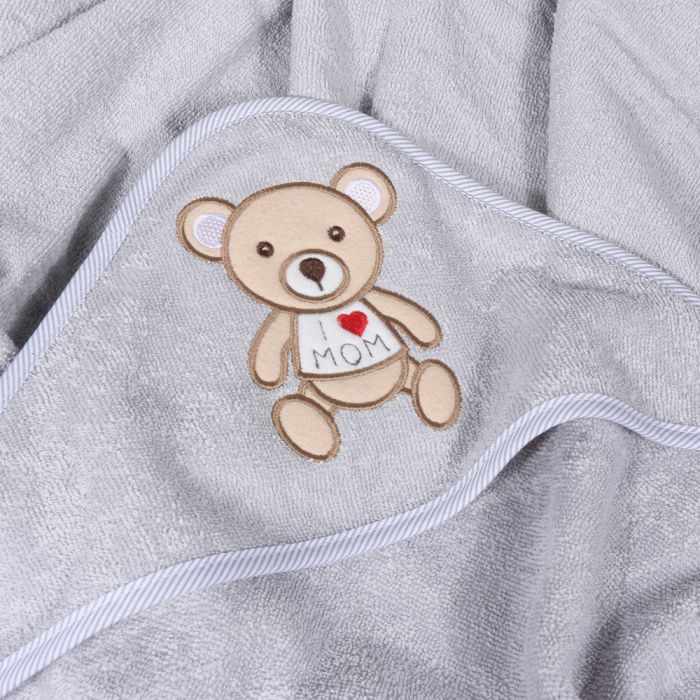 Dvielis ar kapuci I Love Mom, 100x100 cm||TavsSapnis