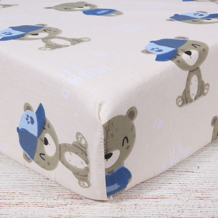 Kokvilnas palags ar gumiju Little Bear, 60x120 cm||TavsSapnis