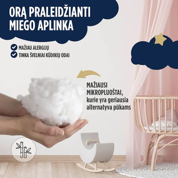 Sega un spilvens My First Duvet and Pillow ar bambusu, 100x140, 40x60 cm||TavsSapnis