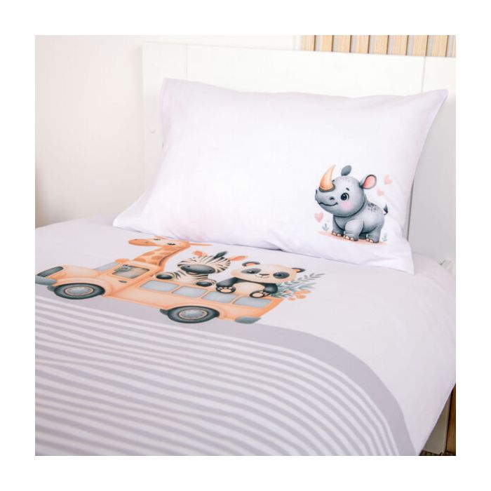 Organiskās kokvilnas flaneļa gultas veļa Ceļošana, 100x135, 40x60 cm||TavsSapnis