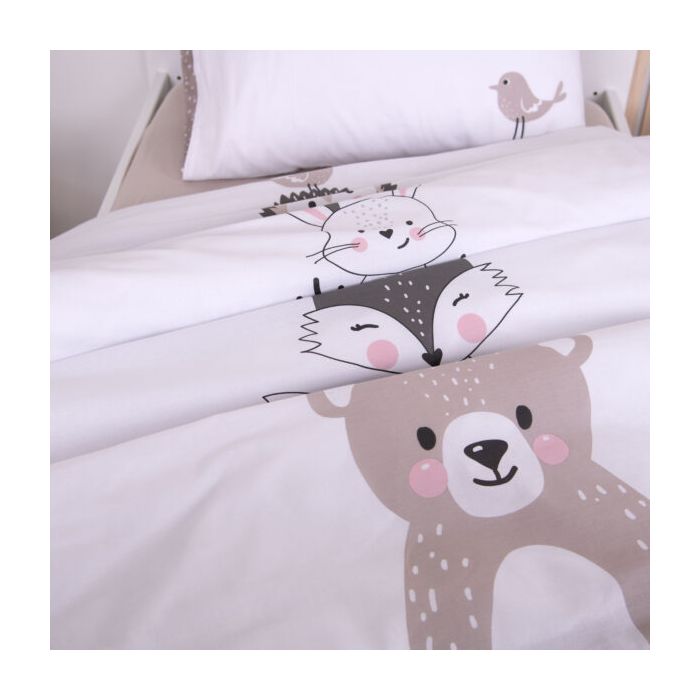 Organiskās kokvilnas gultas veļa Meža draugi, 100x135, 40x60 cm||TavsSapnis