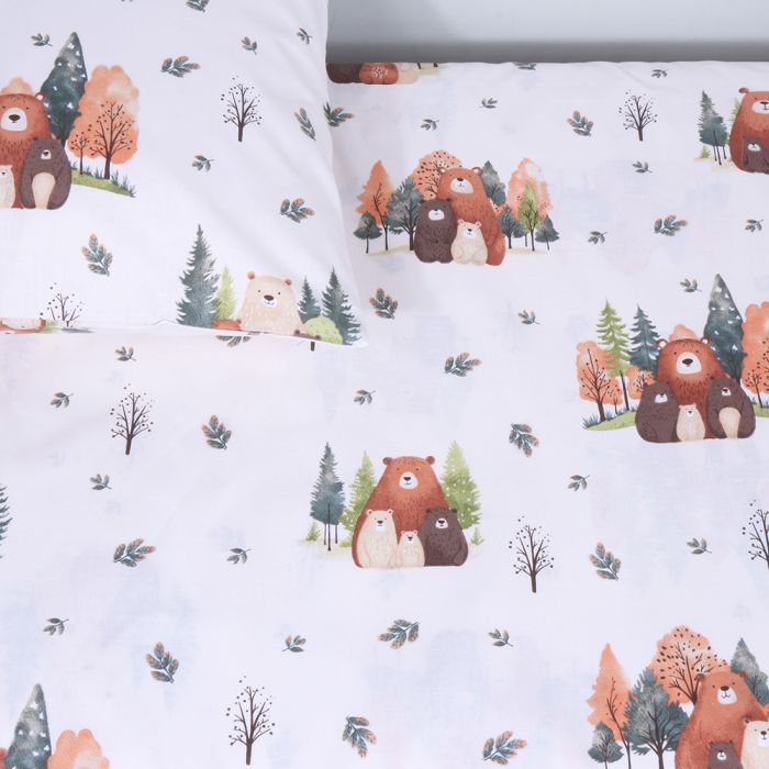 Kokvilnas gultas veļas komplekts zīdainim Lācīši, 90x120, 40x60 cm||TavsSapnis