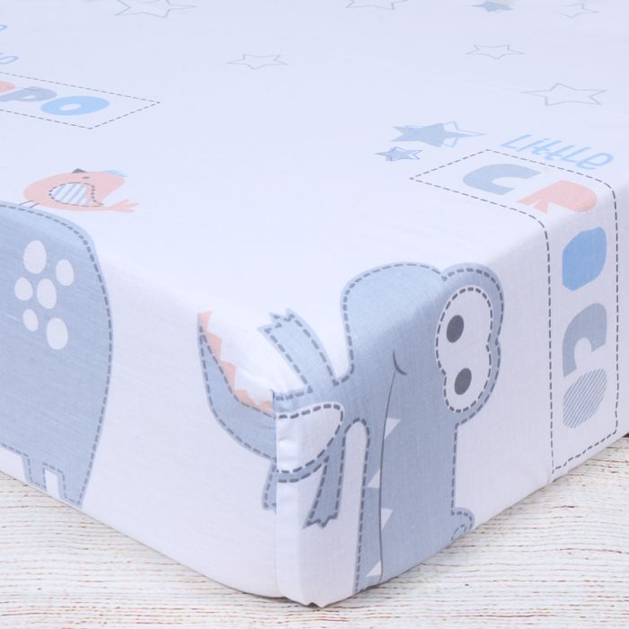 Kokvilnas palags ar gumiju Little Friends, 60x120 cm||TavsSapnis