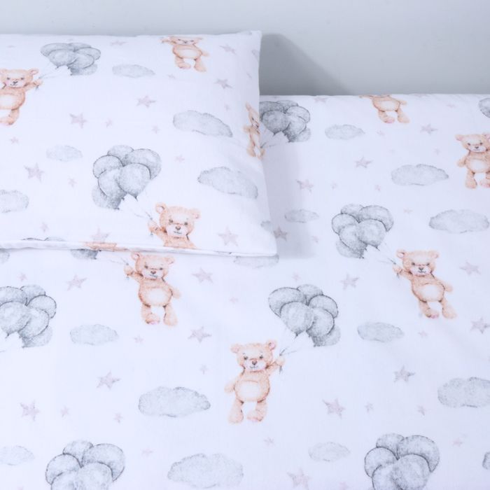 Flaneļa gultas veļas komplekts Baloni, 90x120, 40x60 cm||TavsSapnis