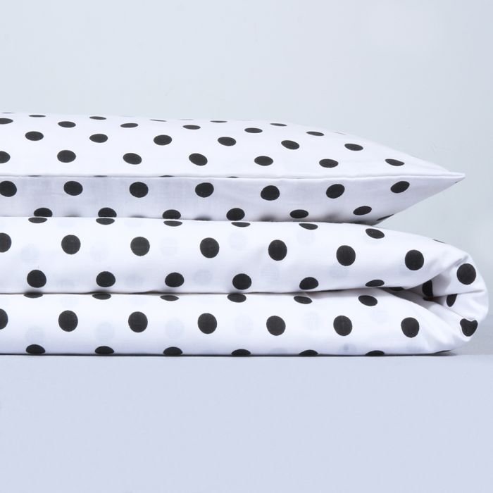 Kokvilnas gultas veļas komplekts zīdainim Black Dots, 90x120, 40x60 cm||TavsSapnis