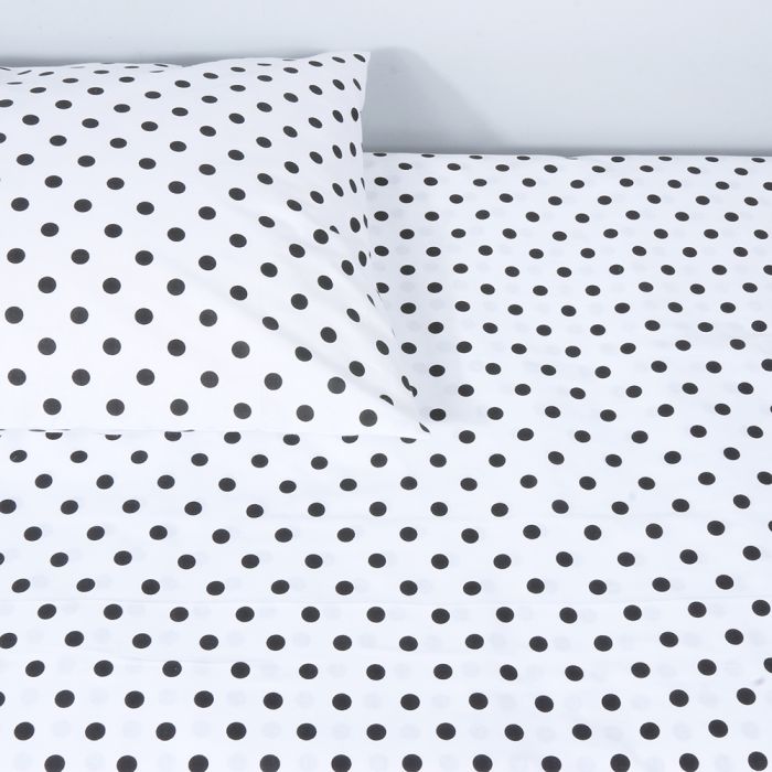 Kokvilnas gultas veļas komplekts zīdainim Black Dots, 90x120, 40x60 cm||TavsSapnis