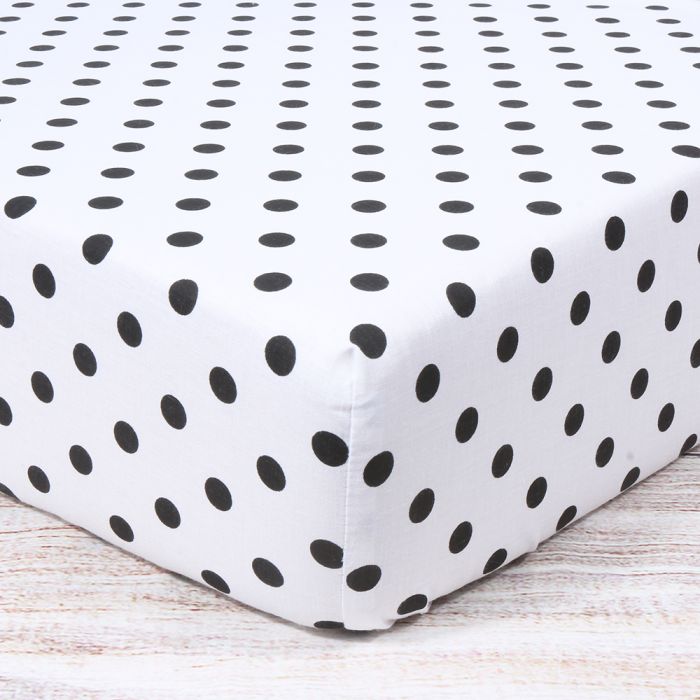 Kokvilnas palags ar gumiju Black Dots, 80x160 cm||TavsSapnis