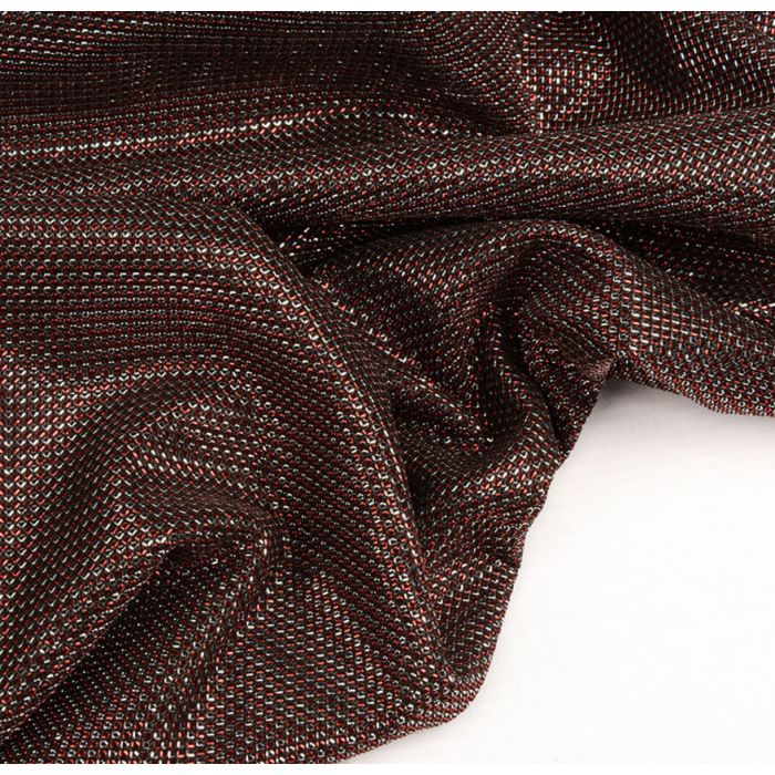 Spīdīgs krāšņs audums Lurex Silver Red||TavsSapnis