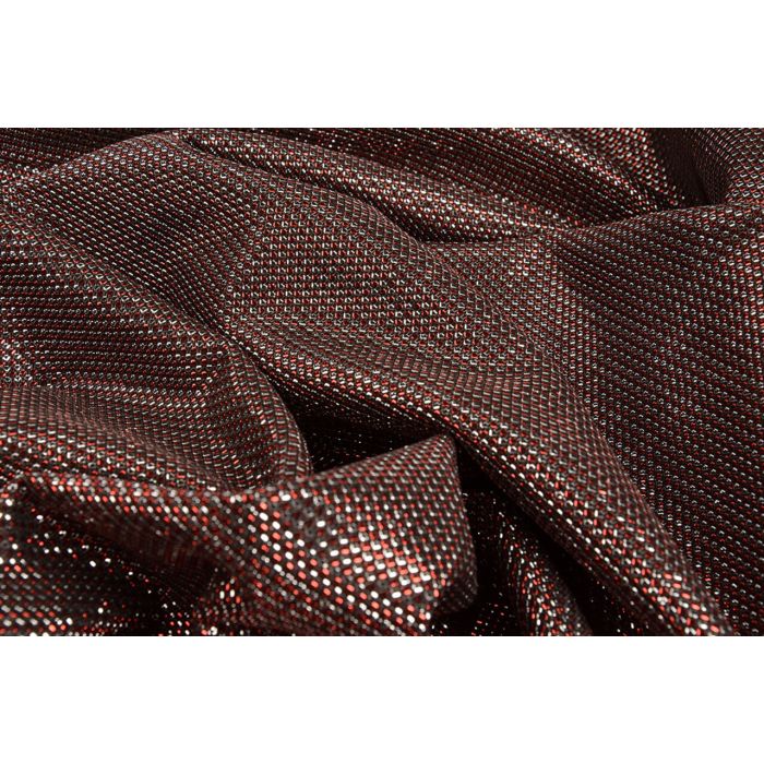 Spīdīgs krāšņs audums Lurex Silver Red||TavsSapnis