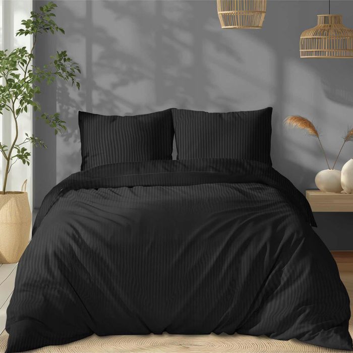 Pure Collection damaskas kokvilnas gultas veļa Black, 200x220, 70x80 cm||TavsSapnis