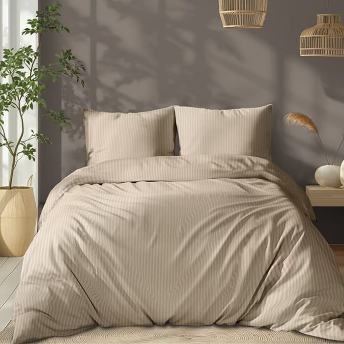 Pure Collection damaskas kokvilnas gultas veļa Sand Beige, 200x220, 70x80 cm||TavsSapnis