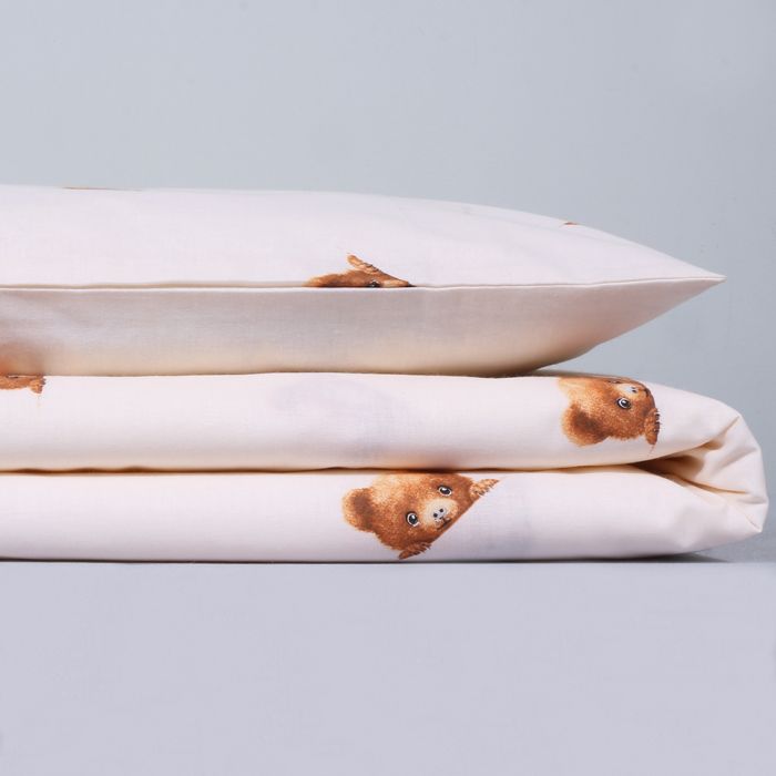 Kokvilnas gultas veļas komplekts zīdainim Es slēpjos, 110x140, 40x60 cm||TavsSapnis