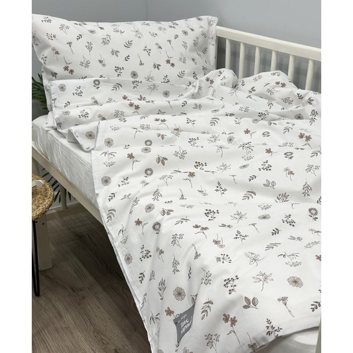 Gultas veļas komplekts zīdaiņiem no kolekcijas kokvilnas Brūna pļava, 90x120, 40x60 cm||TavsSapnis