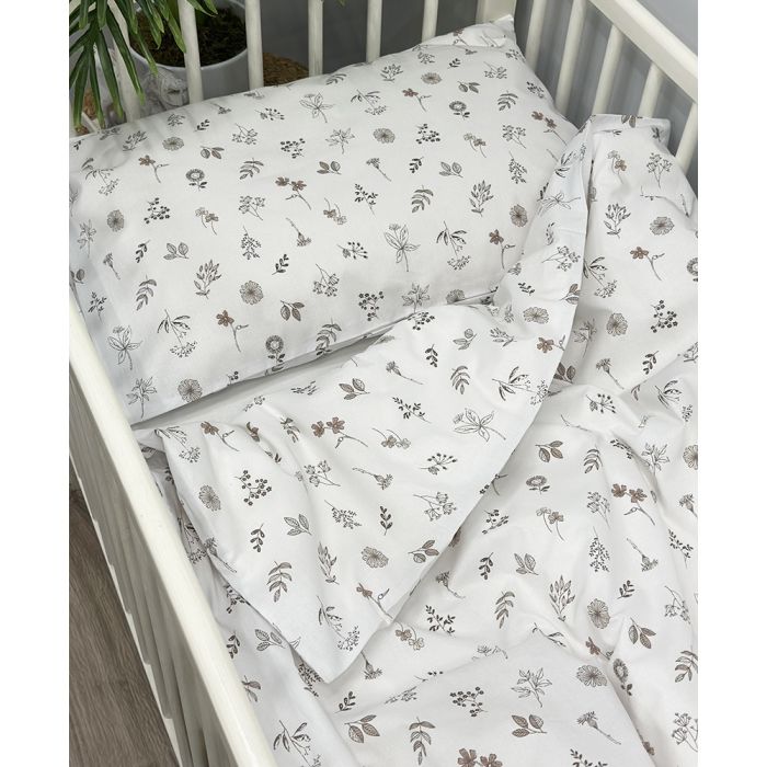 Gultas veļas komplekts zīdaiņiem no kolekcijas kokvilnas Brūna pļava, 90x120, 40x60 cm||TavsSapnis