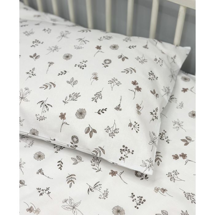 Gultas veļas komplekts zīdaiņiem no kolekcijas kokvilnas Brūna pļava, 90x120, 40x60 cm||TavsSapnis
