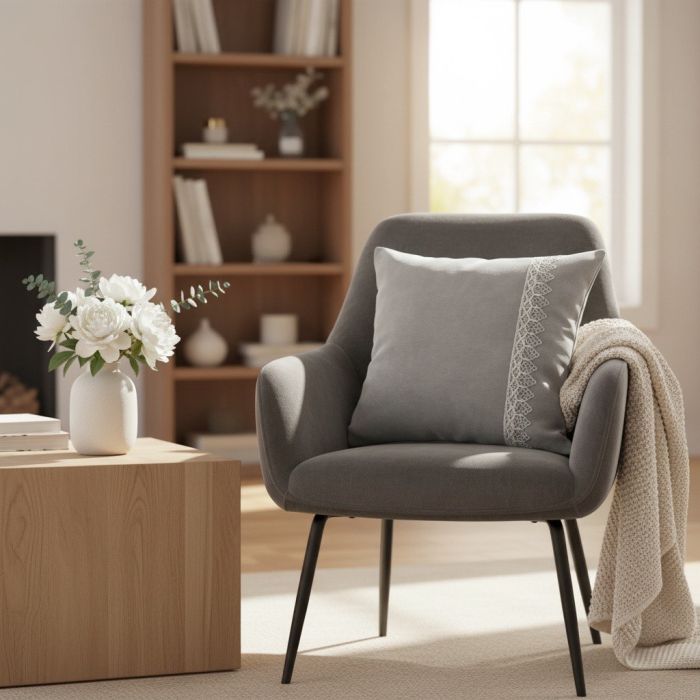 Spilvena pārvalks Grey Chenille, 45x45 cm||TavsSapnis