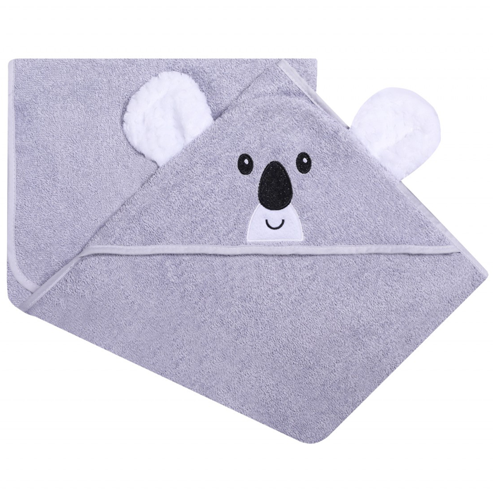 Bamboo dvielis ar kapuci Pelēka koala, 100x100 cm||TavsSapnis